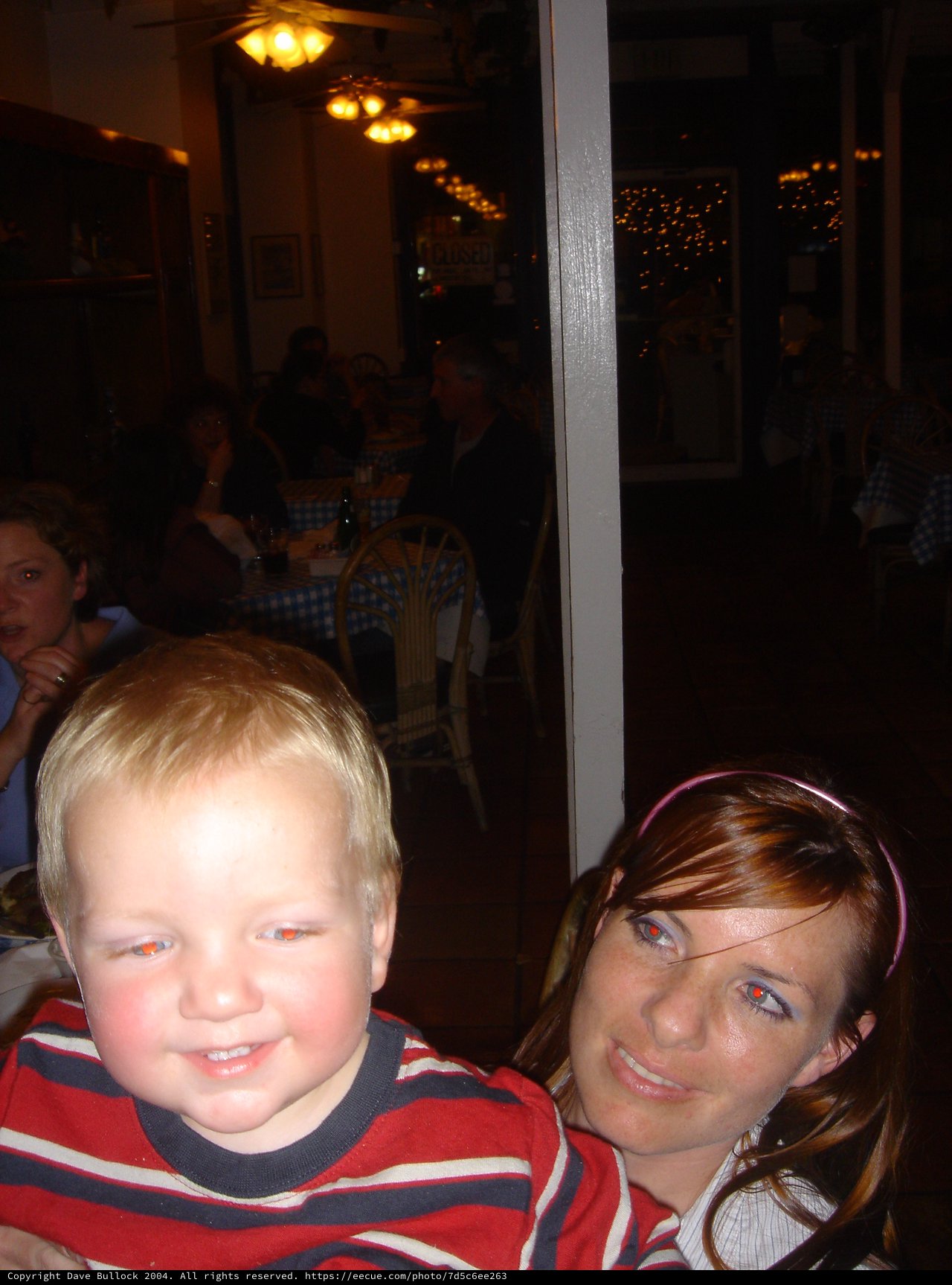 Mother and Young Son Dining Out Together