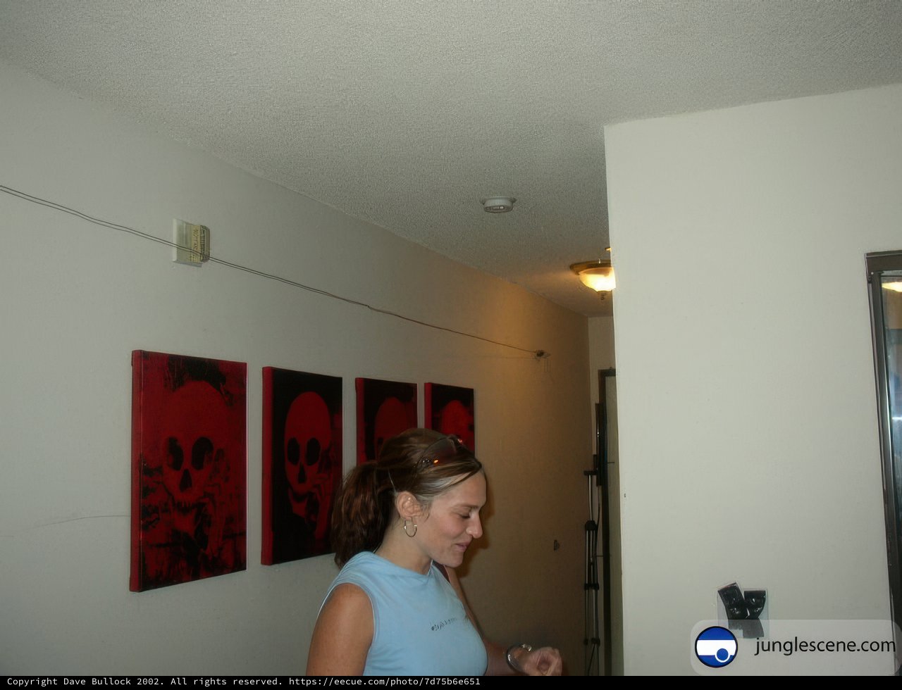 Red Skull Portrait in a Hallway