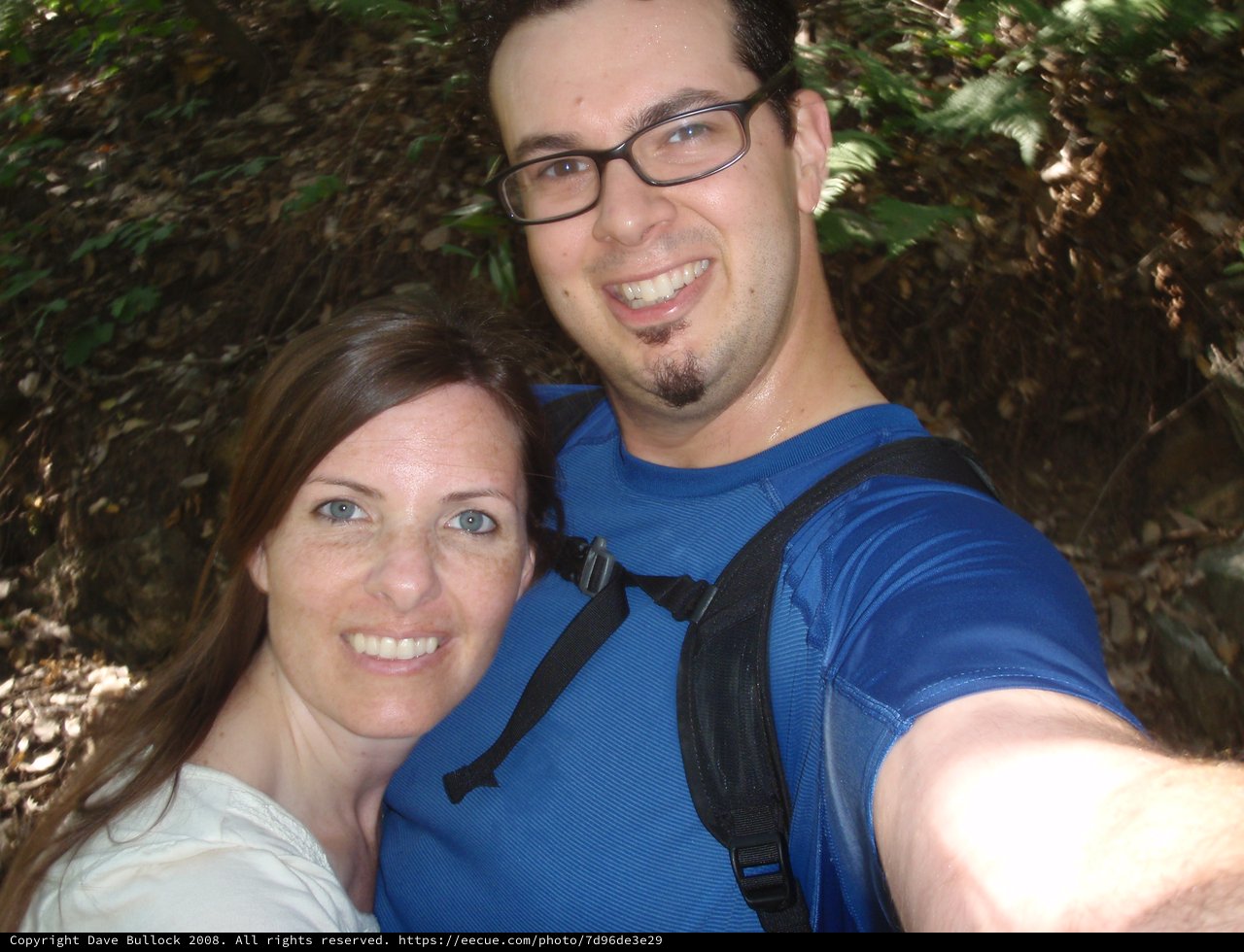 Couple's Selfie Smile on Summer Forest Hike