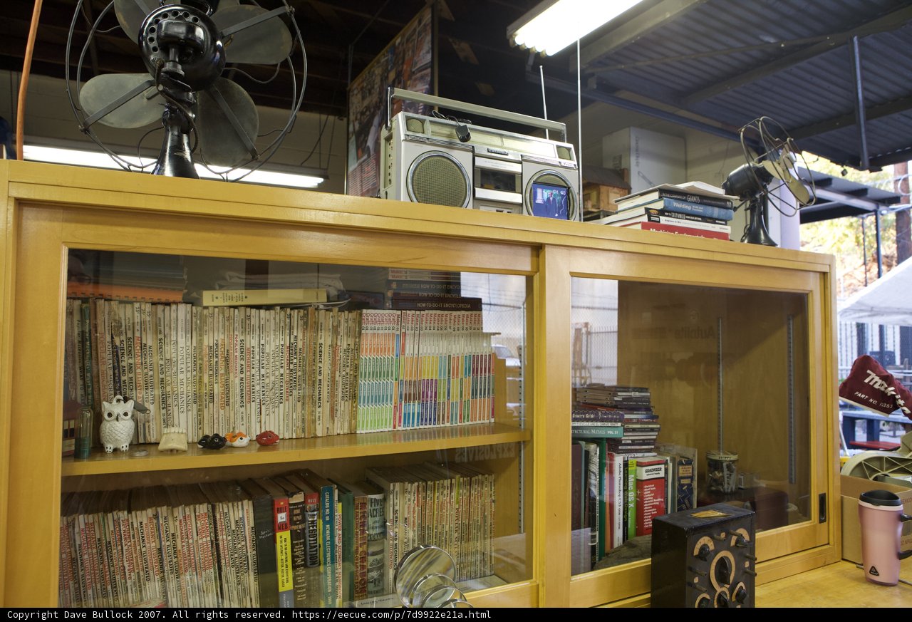 Wooden Bookcase with Fan