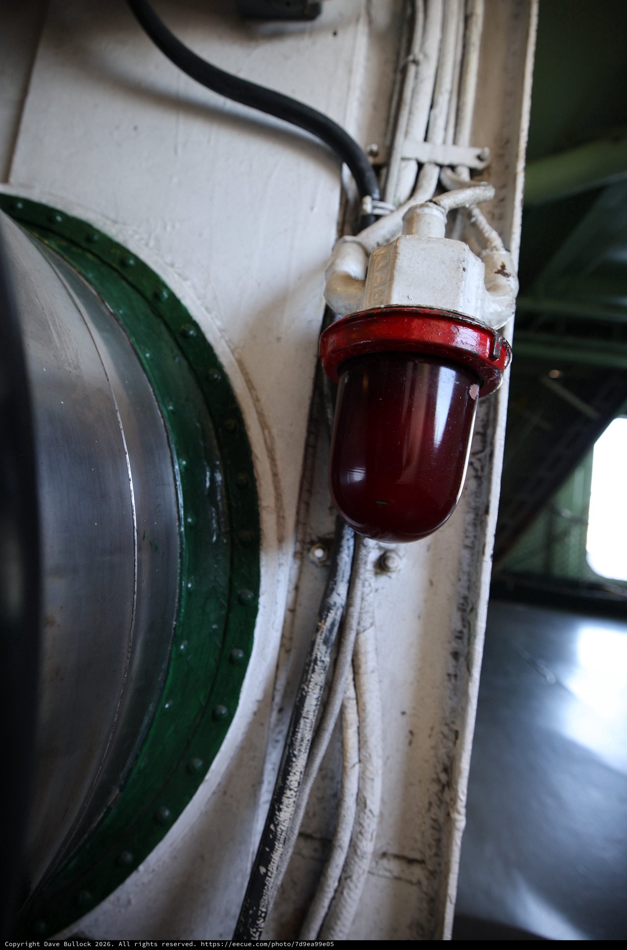 Vintage Red Navigation Light on USS Hornet