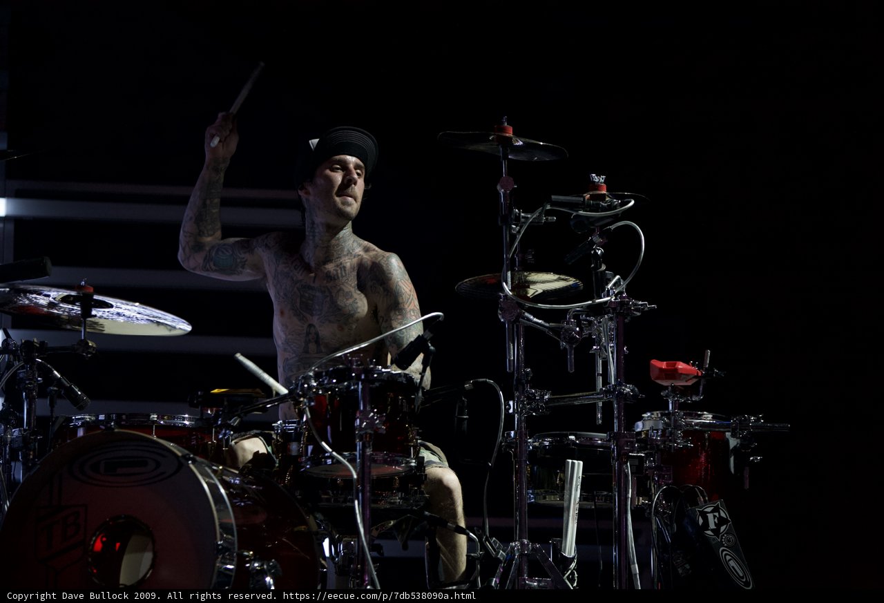 Travis Barker playing drums at Coachella 2009