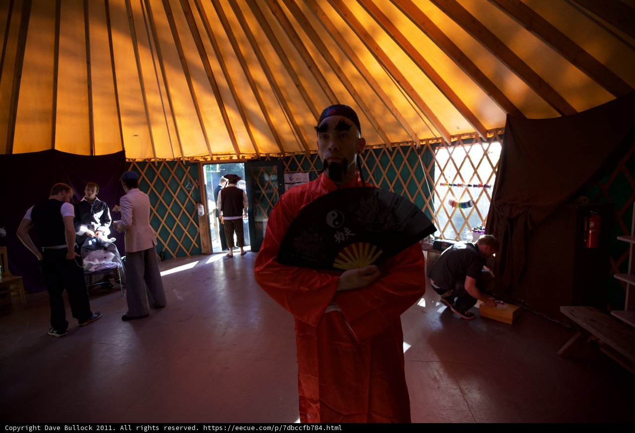 The Red Robe Man in the Yurt at Wickstrom Wedding
