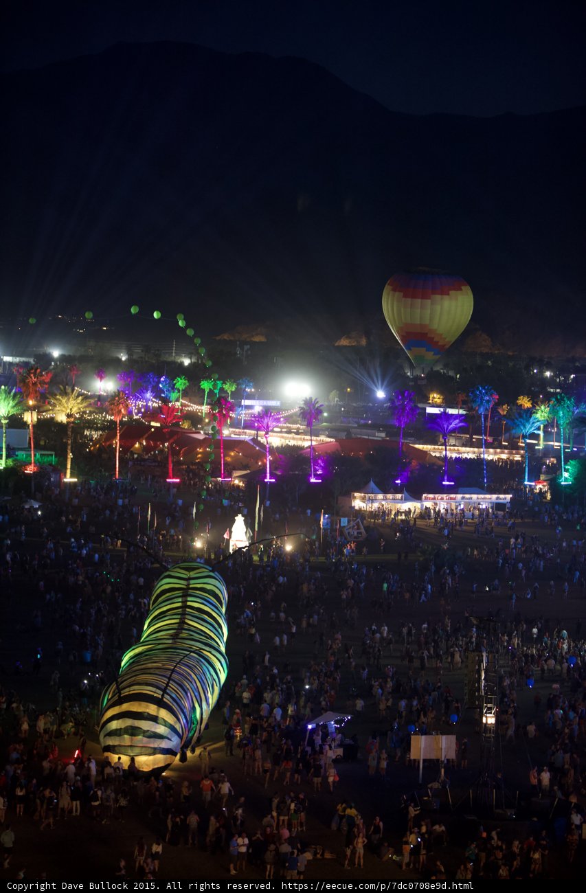 Night Sky Filled with Hot Air Balloons and a Crowd