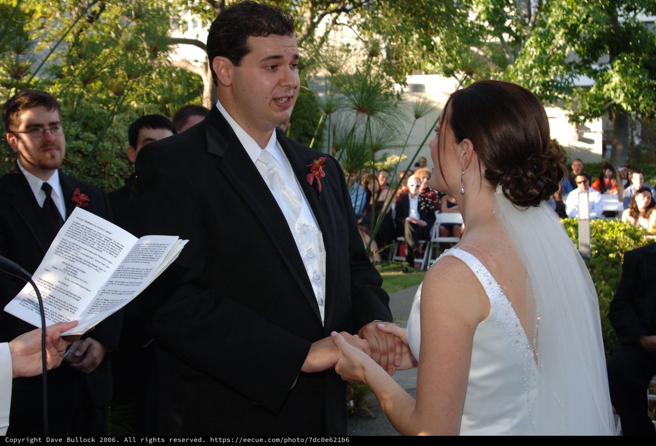 Groom Recites Vows to Bride at Outdoor Wedding