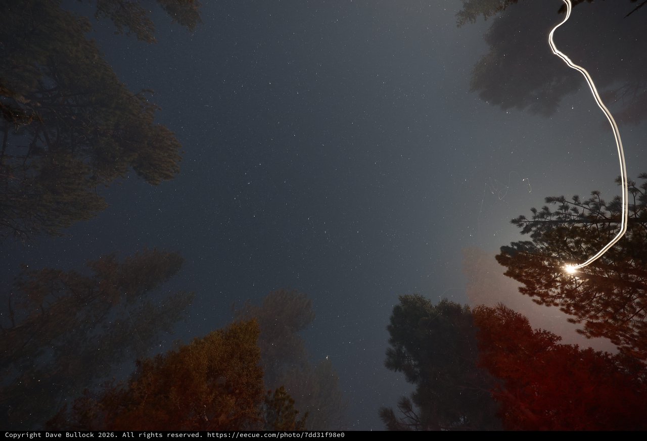 Moon Trail Light Painting Over Lassen Forest Night Sky