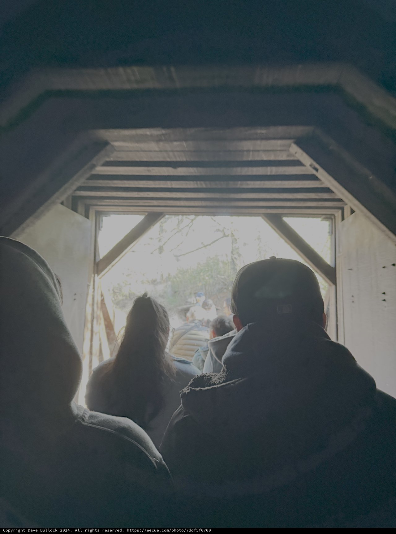 Passengers Gazing Out Train Window at Snowy Landscape