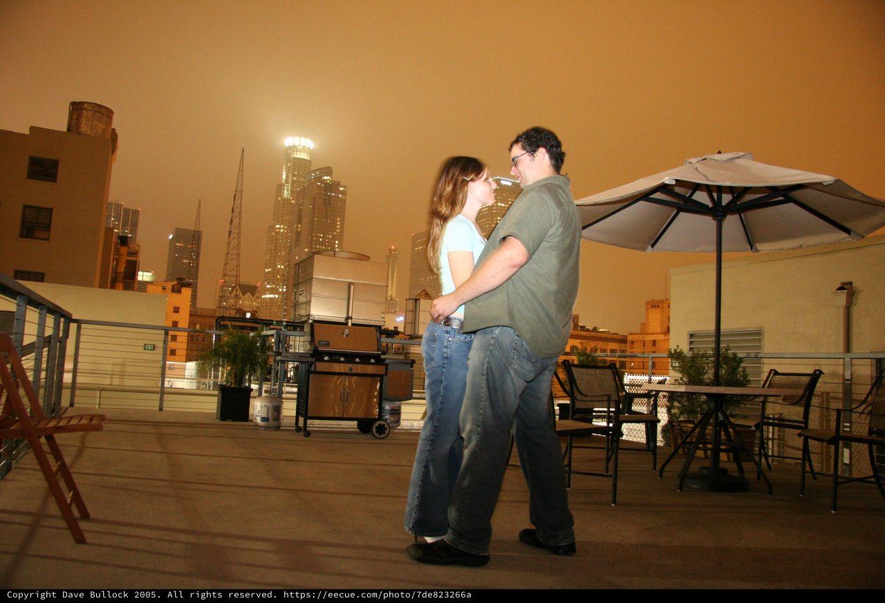 Rooftop Romance Under a Smoky LA Sky