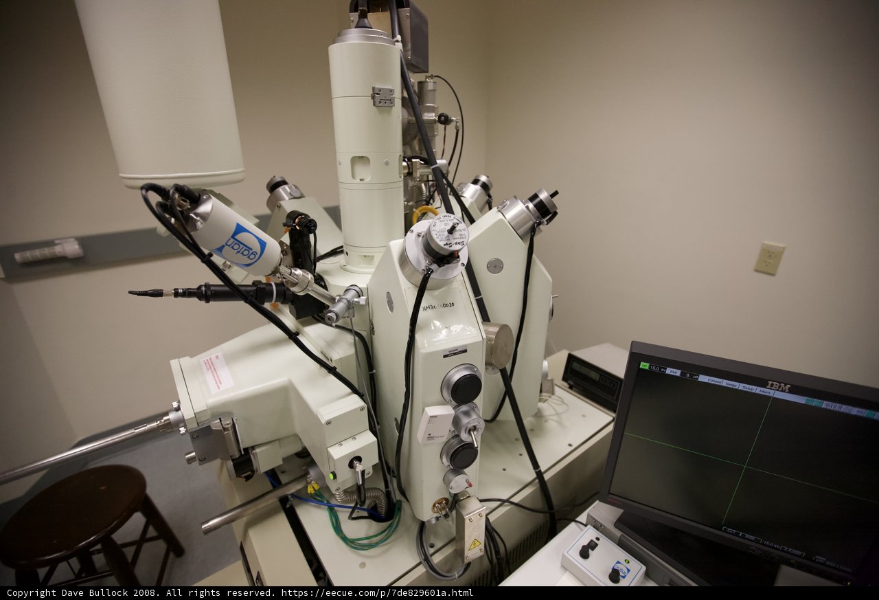 Microscope with Computer Monitor and Wires