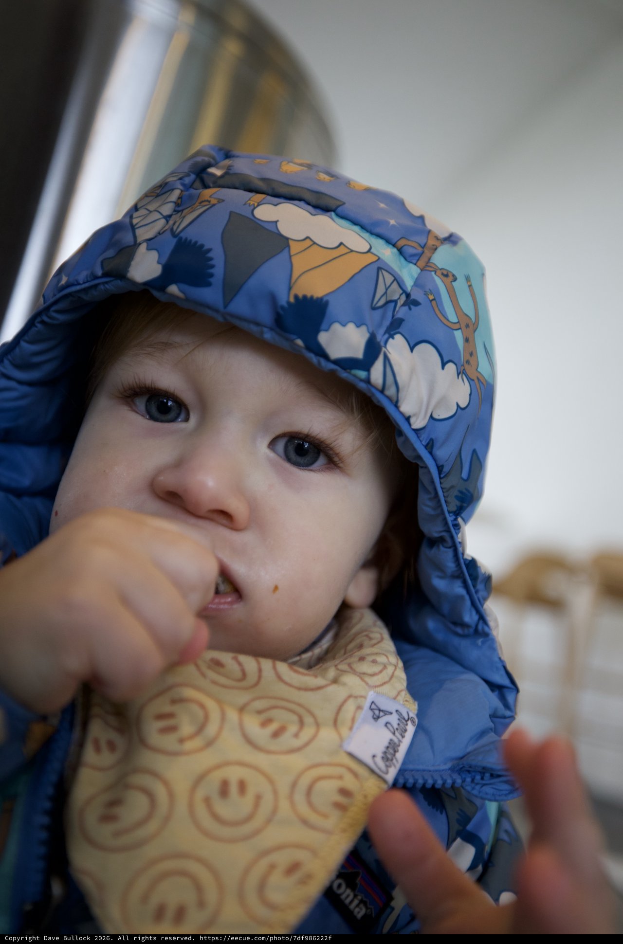 Toddler with Messy Face Eating at Restaurant