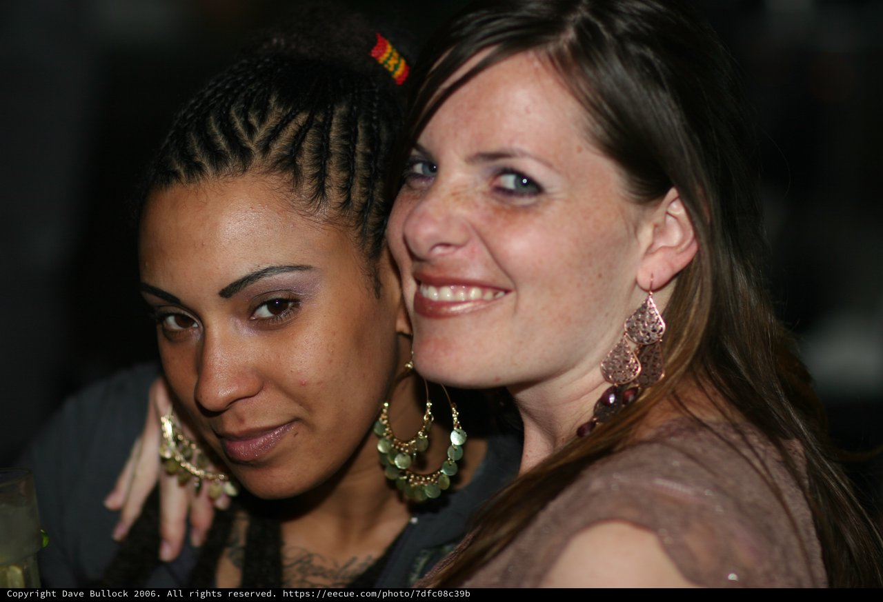 Two Friends Sharing a Joyful Moment at Night