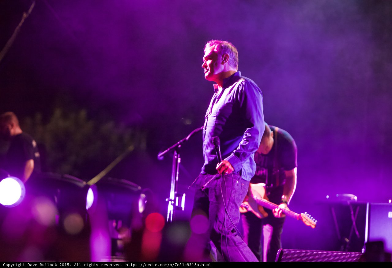 Morrissey Profile Silhouette Smiling Purple Haze Blue Shirt Guitarist Red Guitar Floor Monitor Atmospheric