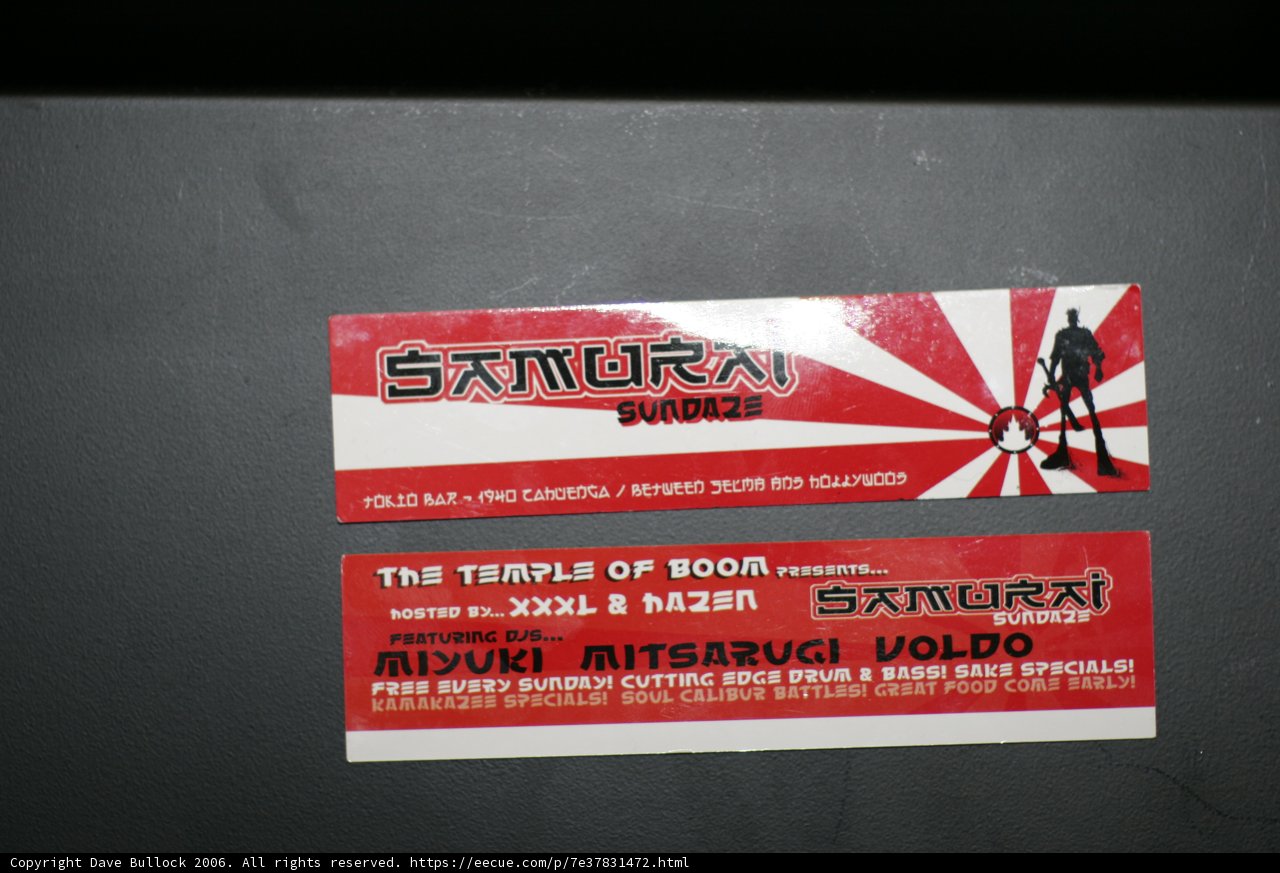 Advertising sticker on black surface