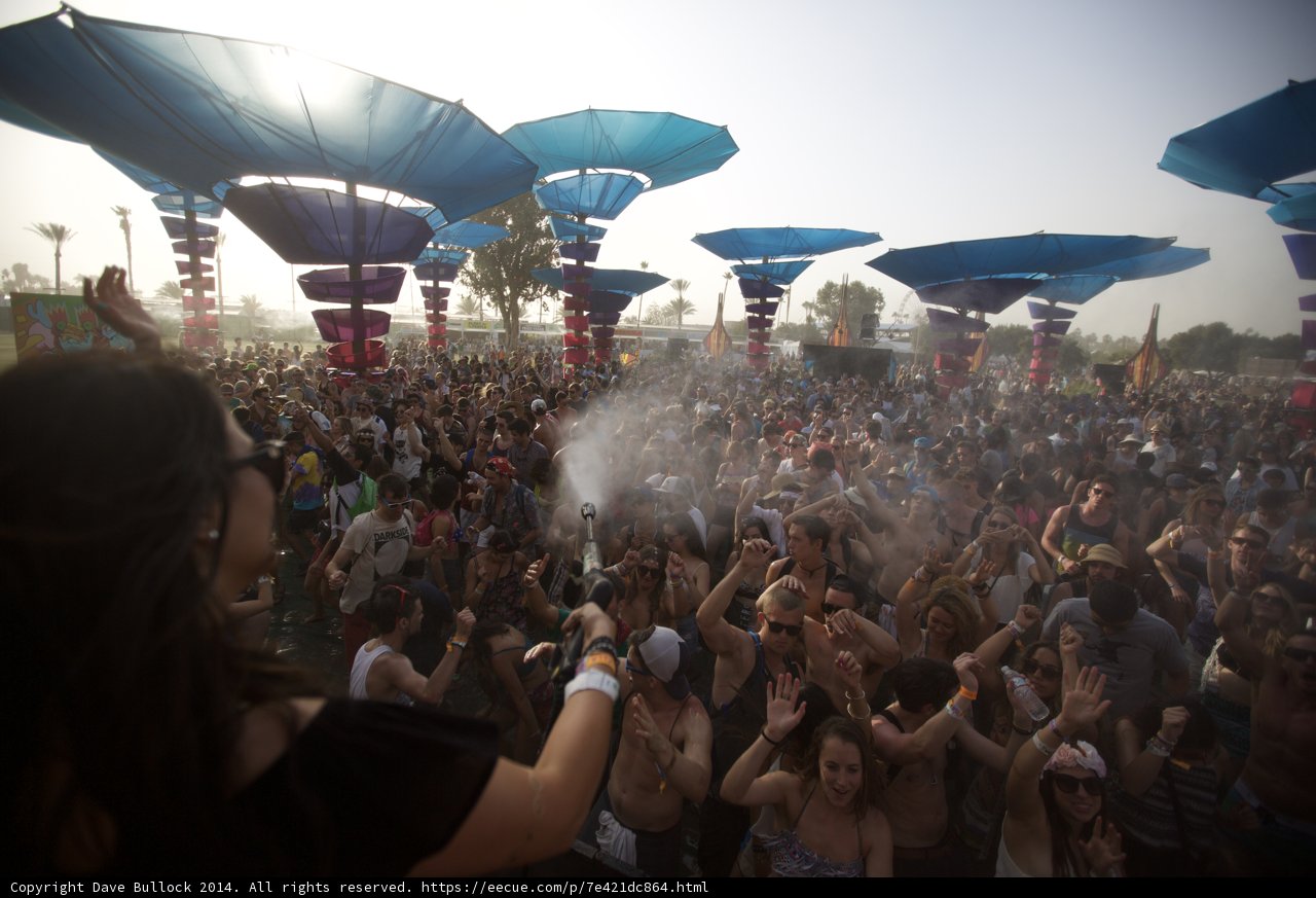 Blue Umbrella in the Coachella Crowd
