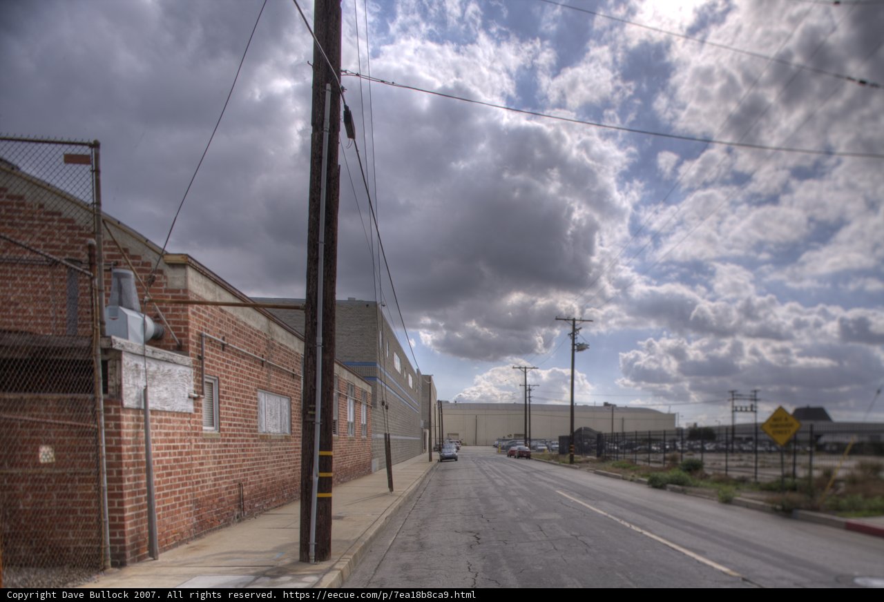 City Street with Cloudy Skies