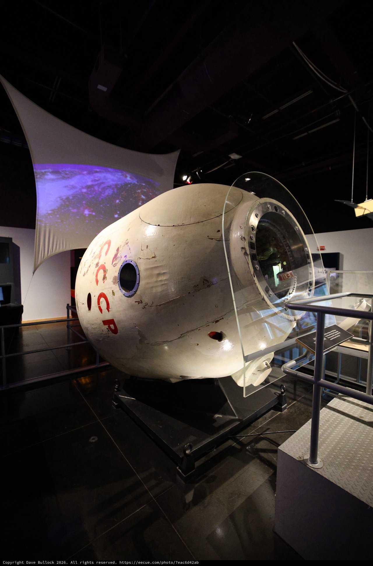 SpaceX Dragon Capsule Museum Display with Projection
