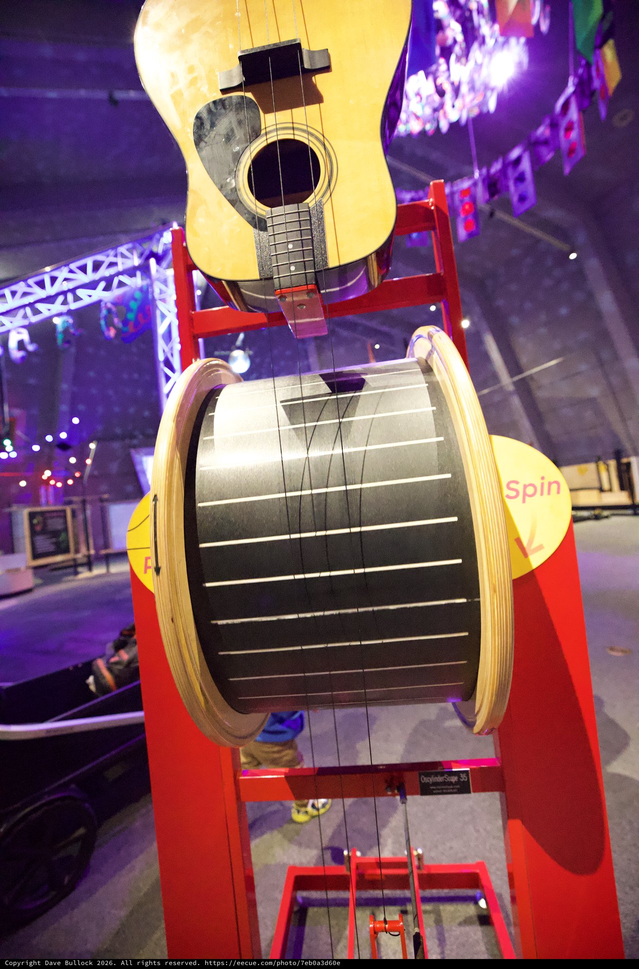 Interactive Guitar Sculpture Display at Modern Museum