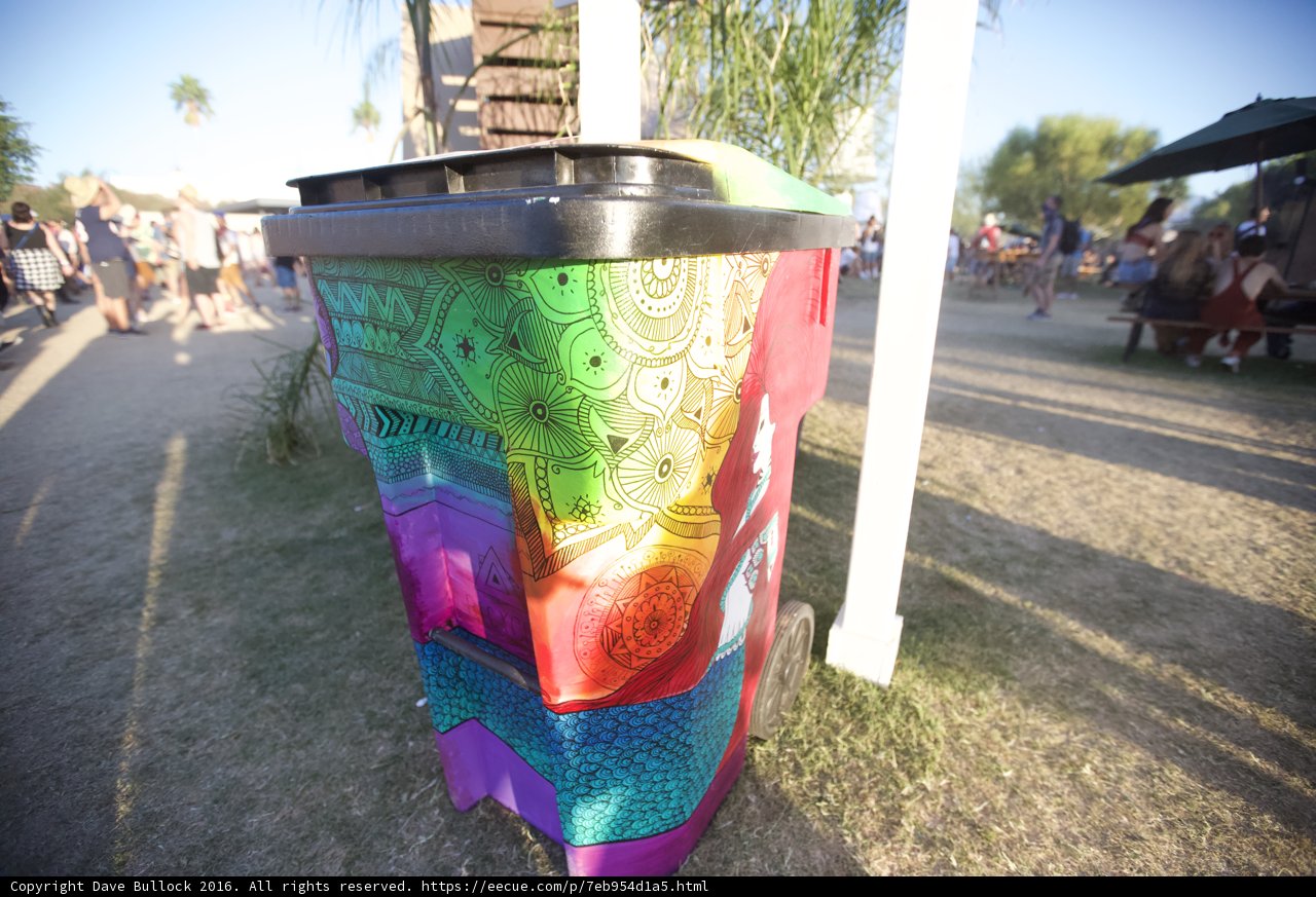 Colorful Trash Bin on Coachella Grounds