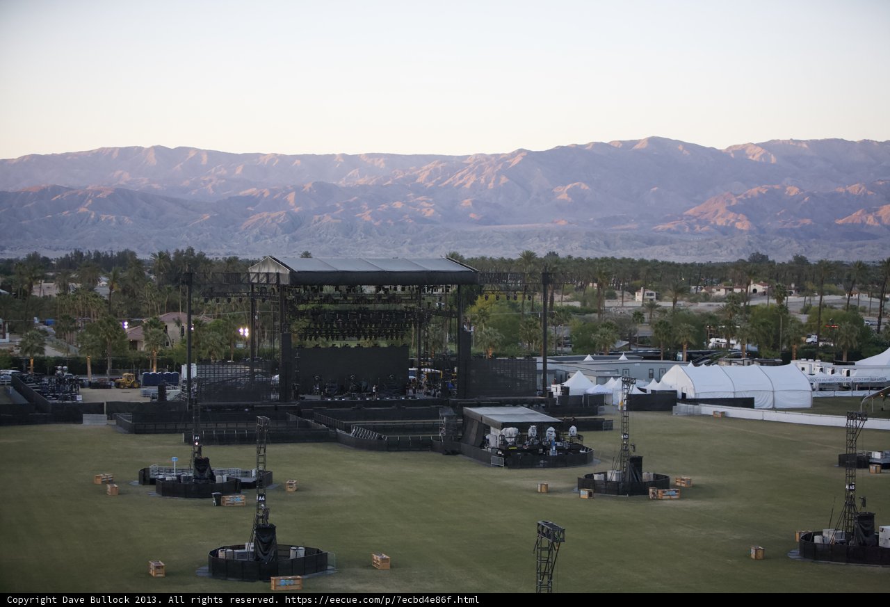 Mountain backdrop at Coachella stage