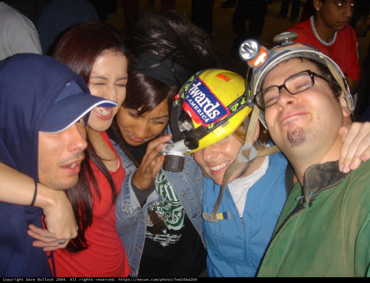 Halloween Party Group Fun with Mining Helmets