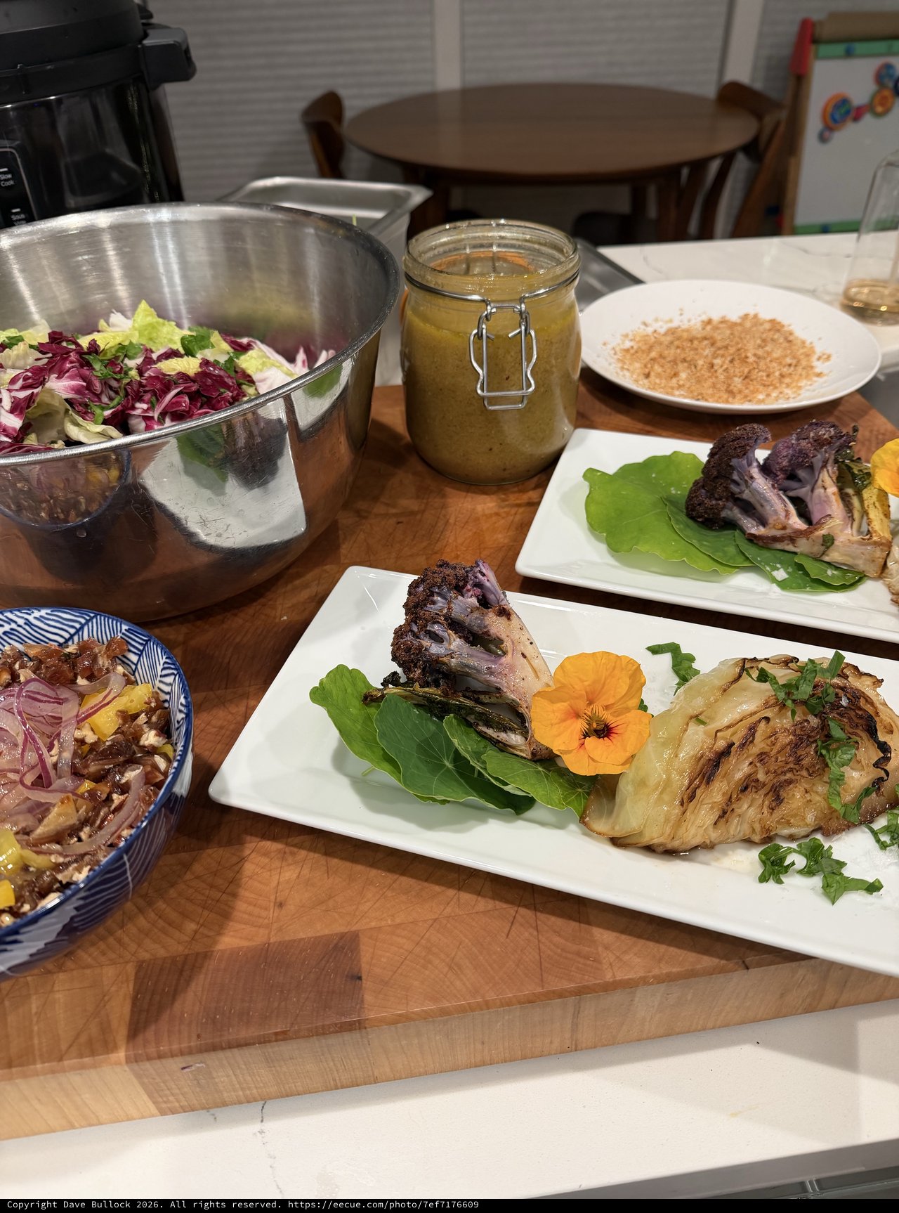 Elegant Home-Cooked Meal with Grilled Vegetables and Salad