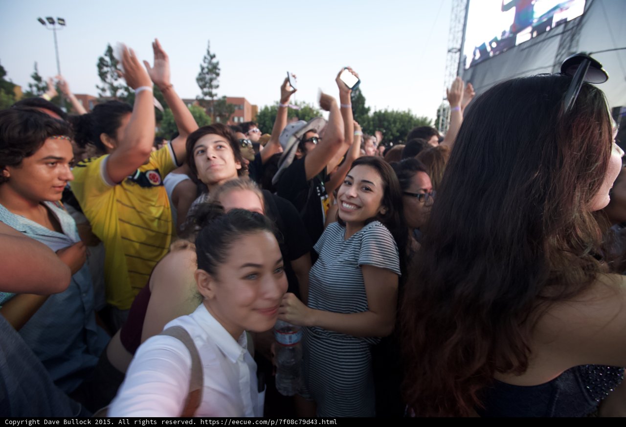 Friends Smiling in Crowd