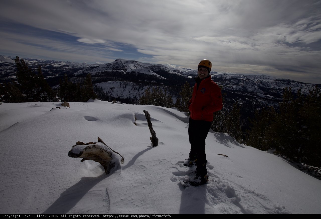 Summit Victory: Snowshoer Atop Sierra Nevada Peak