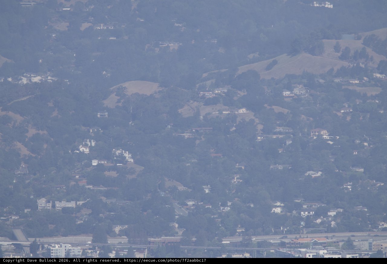 Hazy East Bay Hills Neighborhoods Seen From Diablo