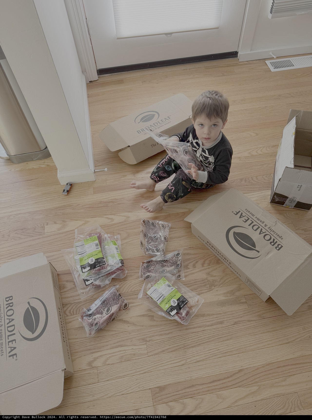 Child Unpacking Broadleaf Food Delivery Boxes
