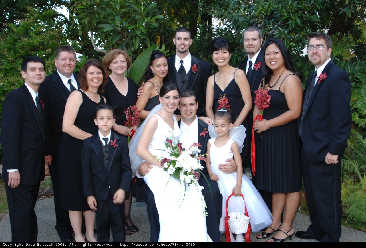 Joyful Wedding Party Celebration in Garden Setting