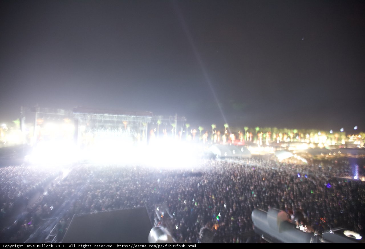 Lights and Flares Illuminate the Night Sky at Coachella Concert