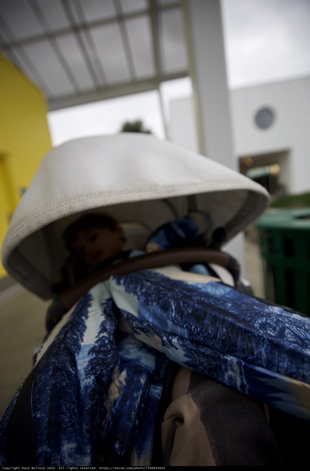 Close-Up View of Blue Patterned Sneaker and Bucket Hat