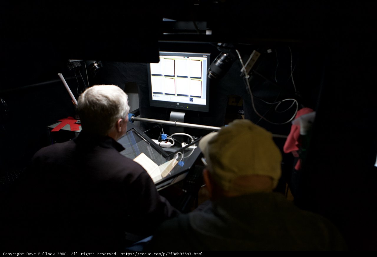 Two Men Working Late in a Dark Computer Room