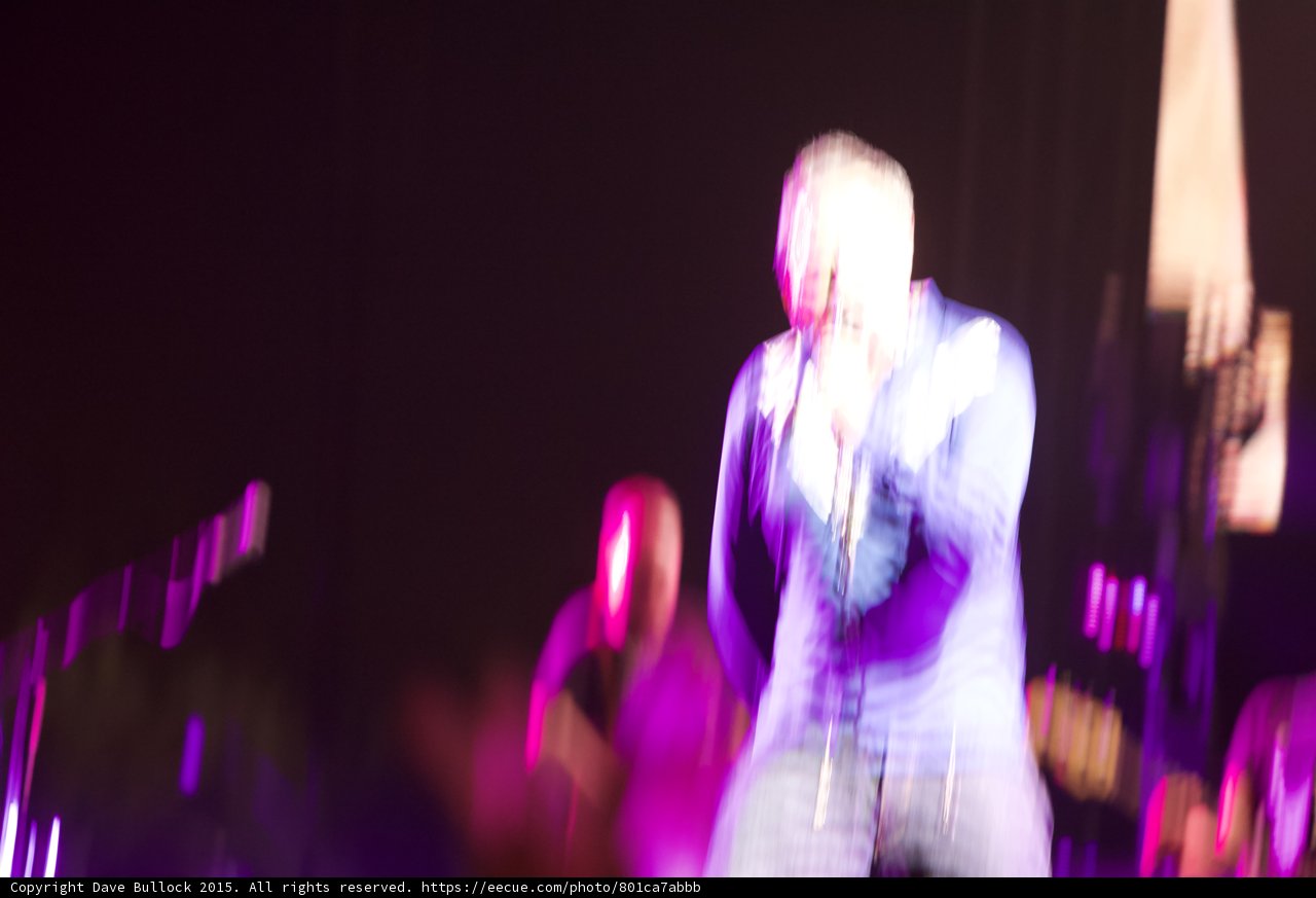 Morrissey Heavy Motion Blur Blue Shirt LED Panels Light Trails Smiths Dangling Hands Screen Abstract