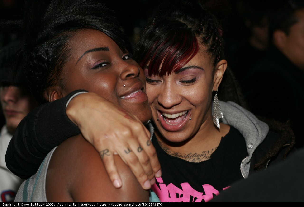 Joyful Hug at a Night Club Wedding