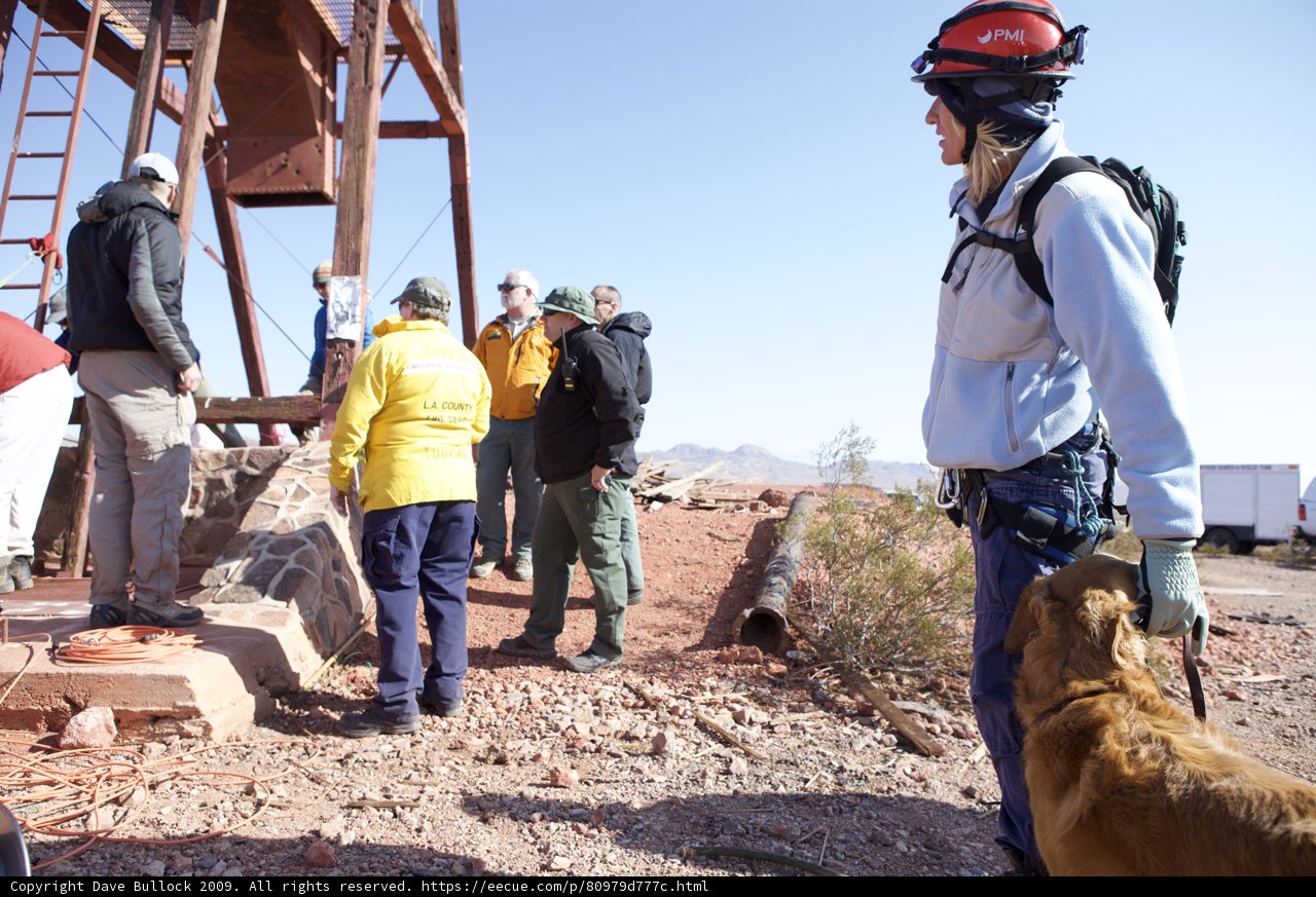 Helmeted Man Leading Mine Rescue Mission