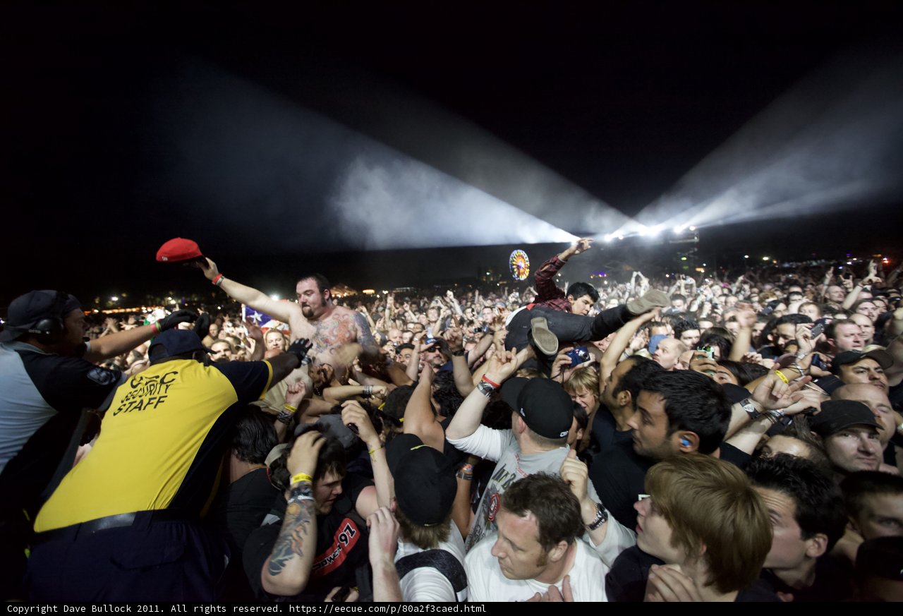 Man Crowdsurfs at Big Four Festival