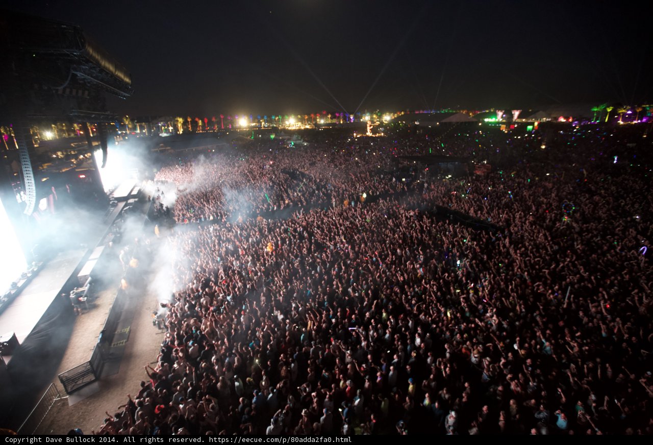 Pyrotechnics Light up the Night Sky at Coachella Rock Concert