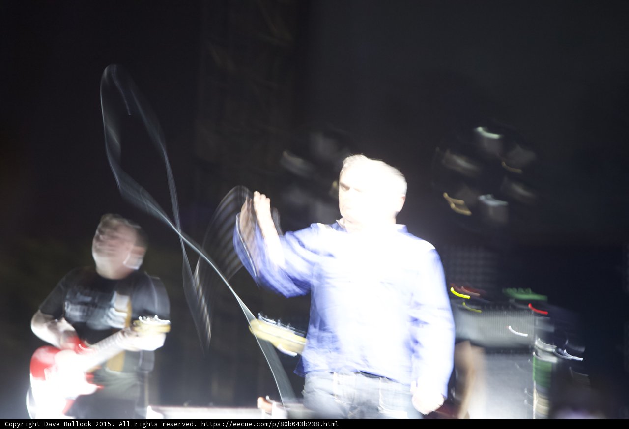 Morrissey Motion Blur Swinging Fabric Blue Shirt Guitarist Red Guitar Dark Stage Theatrical