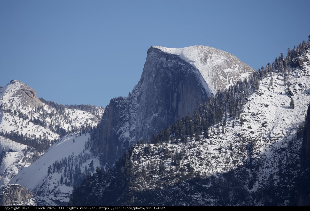 Half Dome's Snowy Crown in Winter