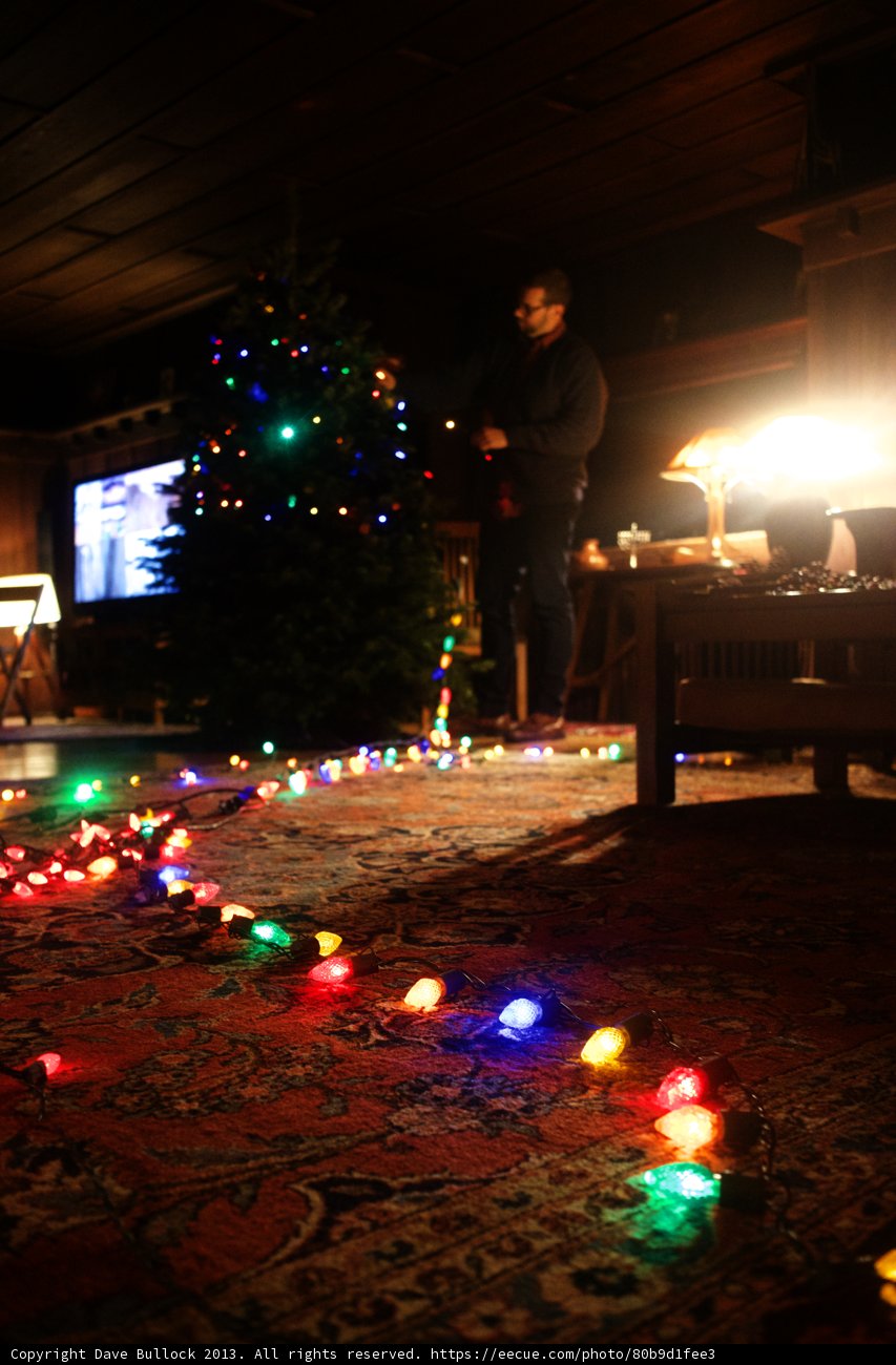 Festive Living Room Light Display
