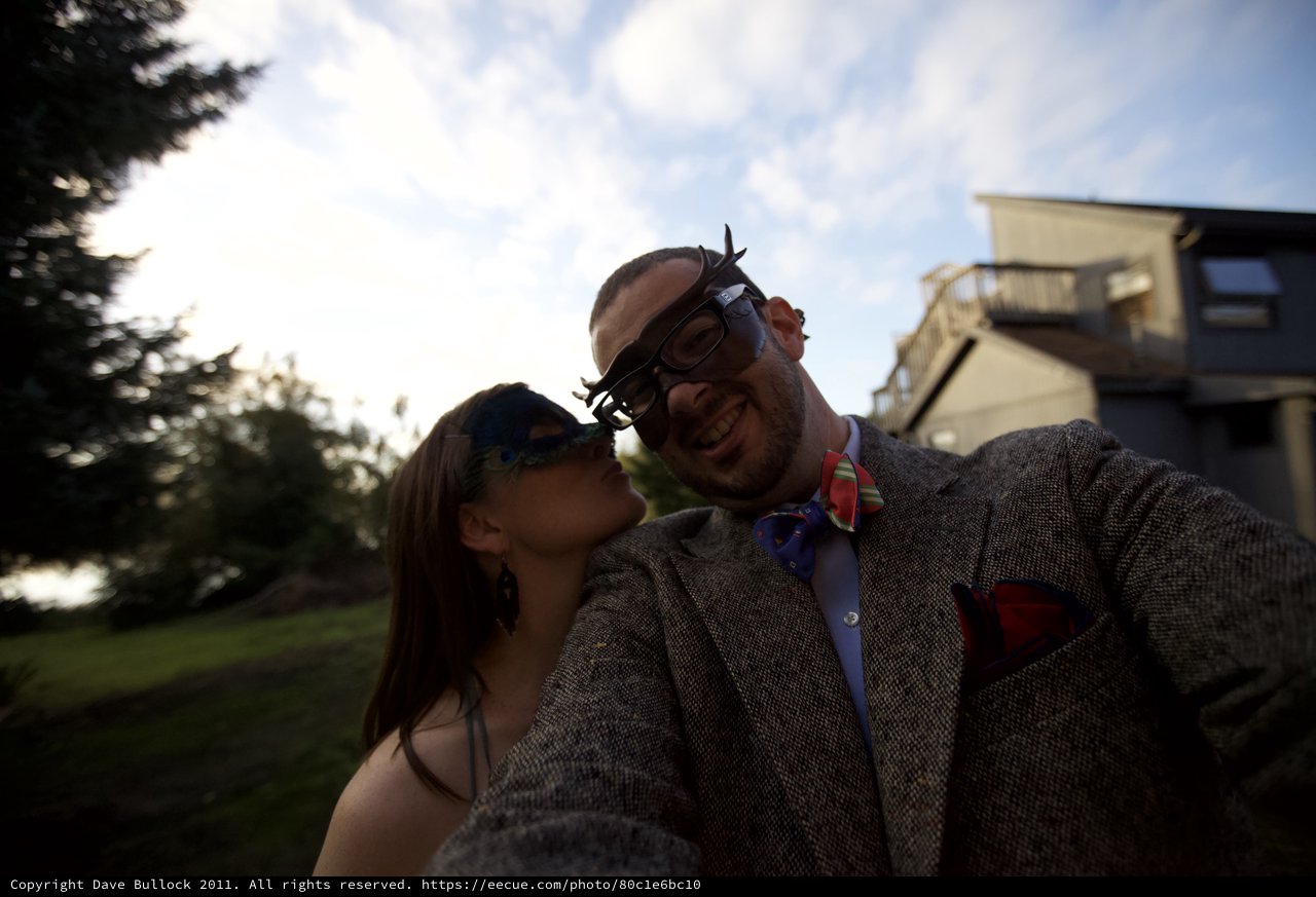 Masked Couple Selfie at Wickstrom Wedding Celebration