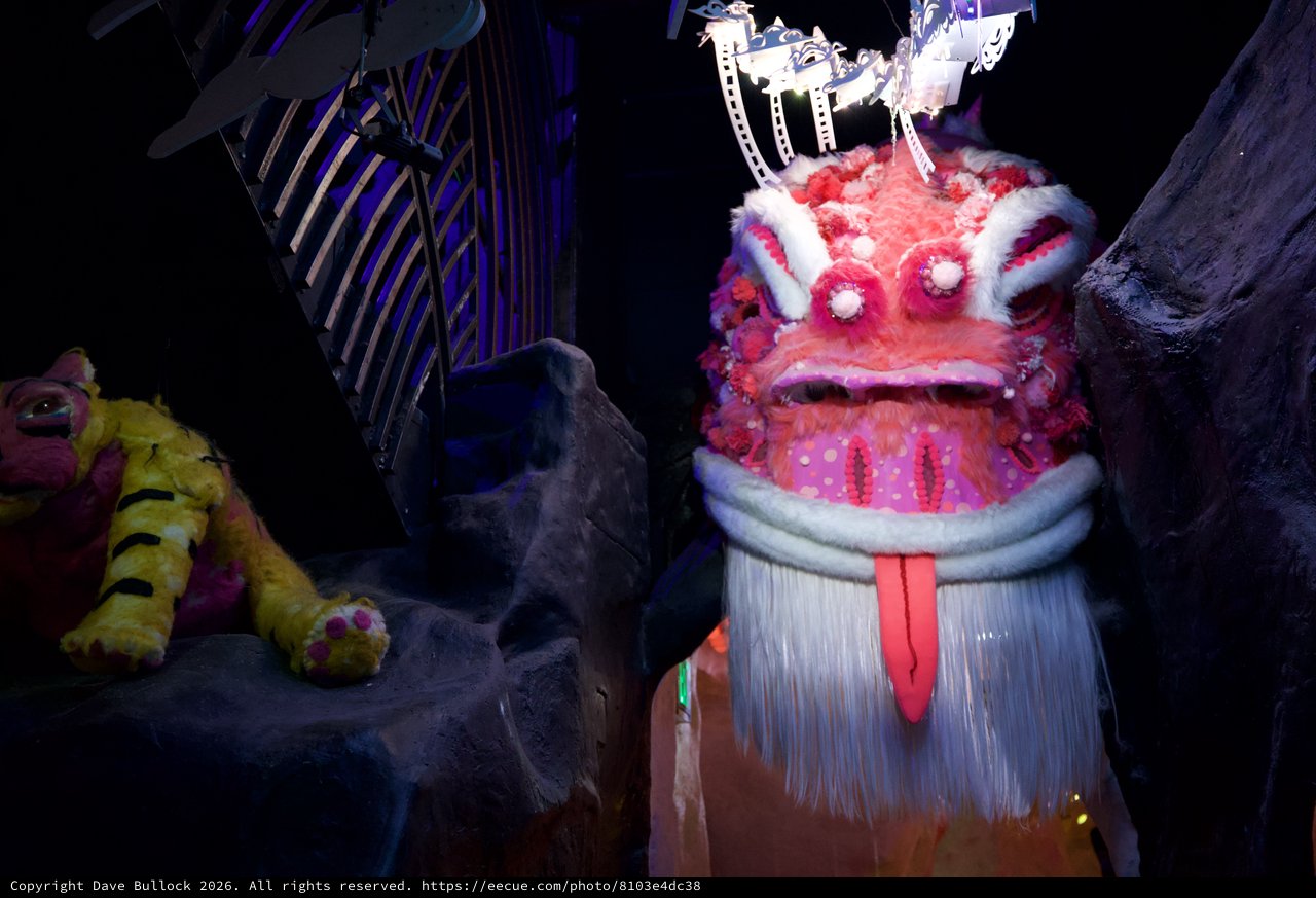 Vibrant Chinese Lion Dance Costume at Museum Exhibit