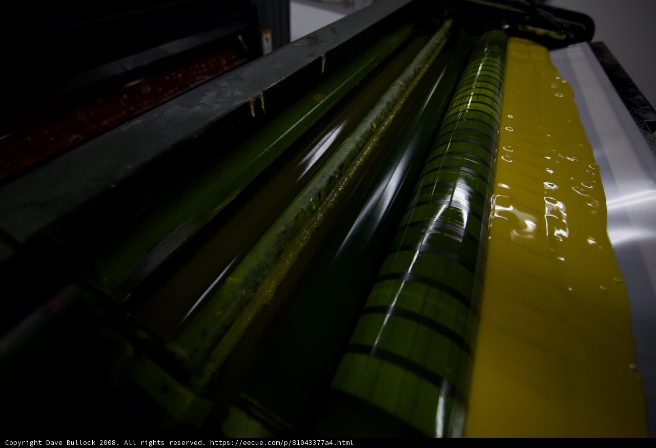 Yellow and Green Paper Printing at the Factory