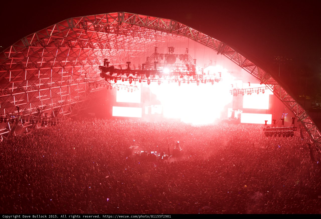 Red Spotlight on the Rock Concert Stage