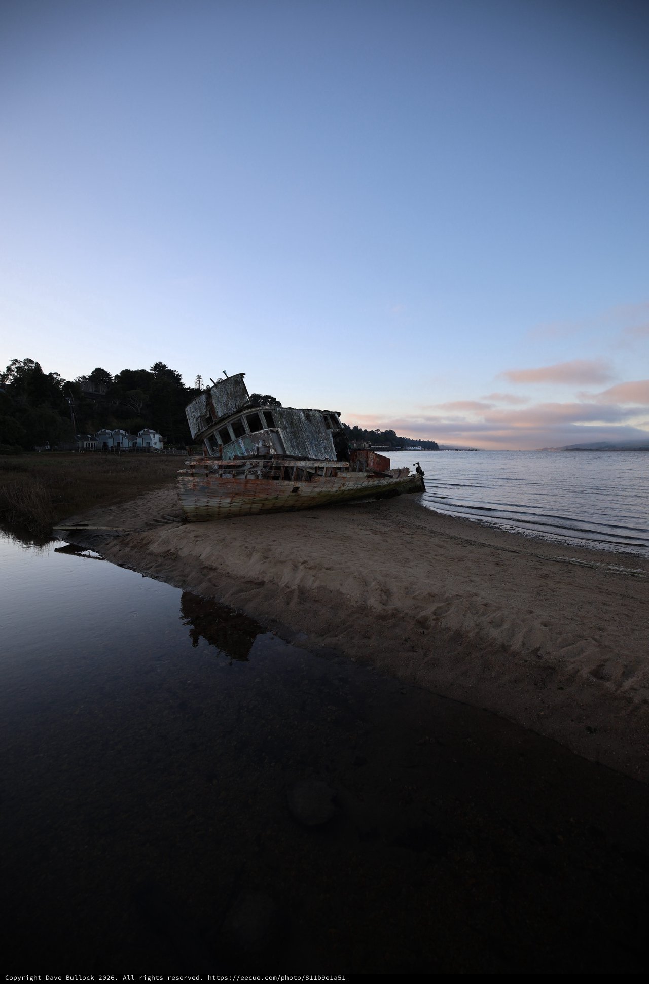 Abandoned Shipwreck at Twilight on California Coast