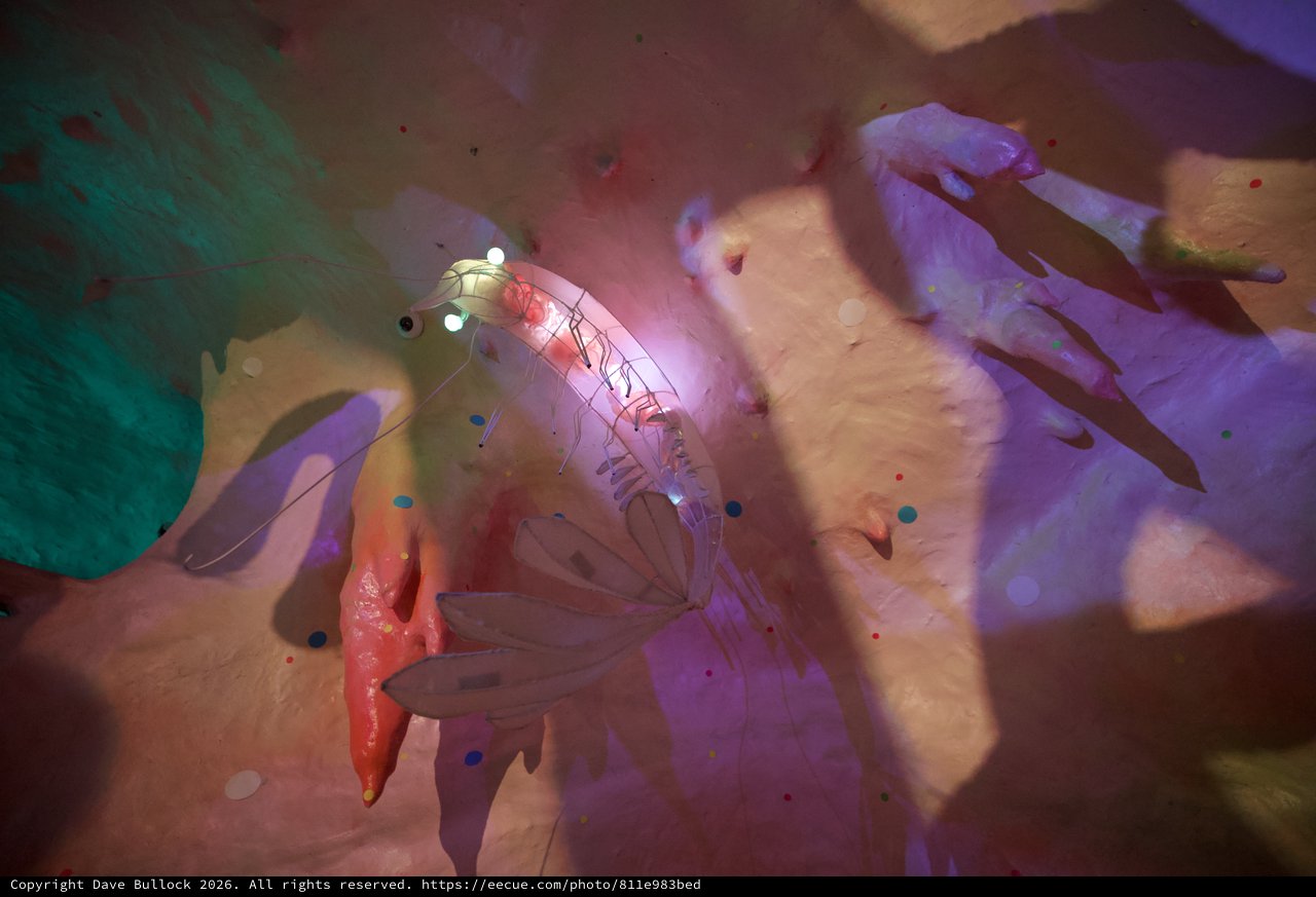 Translucent Mechanical Shrimp in Ethereal Dreamscape
