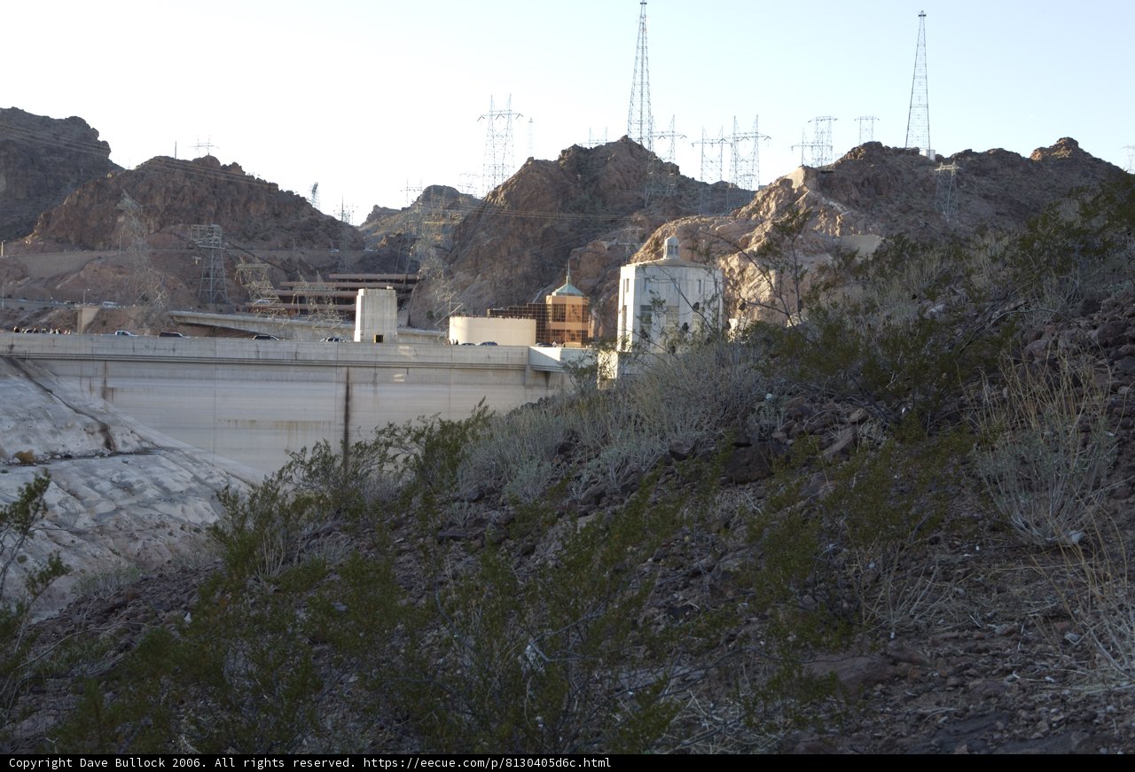 Hoover Dam Towering Over the Valley