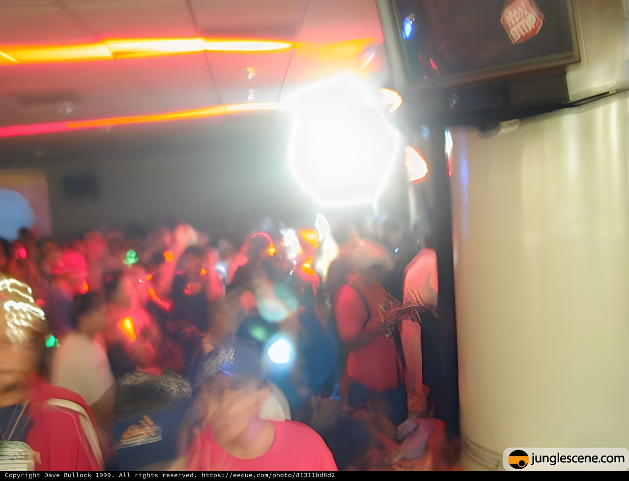 Vibrant Underground Rave Scene with Neon Lights and Crowd