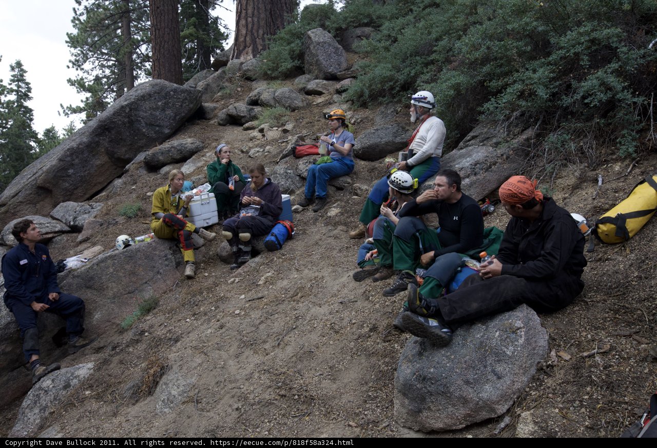 A Group of Hikers on Rocky Terrain